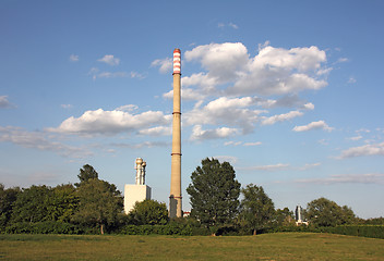 Image showing Power plant smokestacks