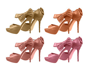 Image showing shoes with a bow on a white background. pastels 