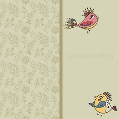 Image showing greeting card with flowers and bird