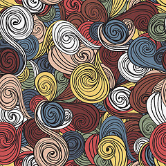 Image showing Seamless wave hand-drawn pattern, waves background
