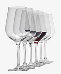 Image showing wine glasses in a row