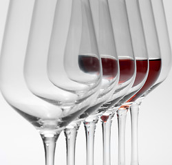 Image showing wine glasses in a row