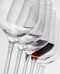 Image showing wine glasses in a row