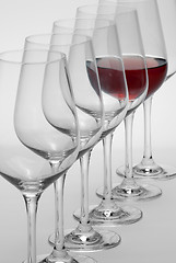 Image showing wine glasses in a row