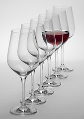 Image showing wine glasses in a row