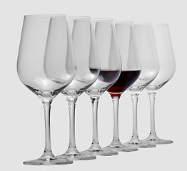 Image showing wine glasses in a row