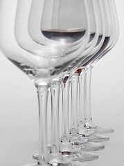 Image showing wine glasses in a row