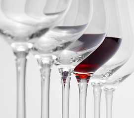 Image showing wine glasses in a row