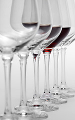 Image showing wine glasses in a row