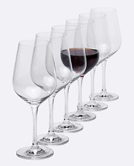 Image showing wine glasses in a row