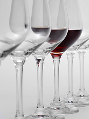 Image showing wine glasses in a row