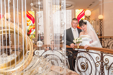 Image showing Newly wed couple after ceremony