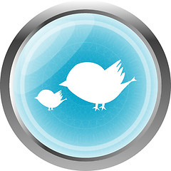 Image showing Glossy isolated website and internet web icon with bird family sign