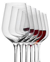 Image showing wine glasses in a row