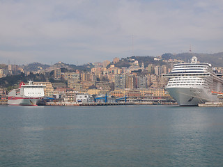 Image showing View of Genoa Italy from the sea