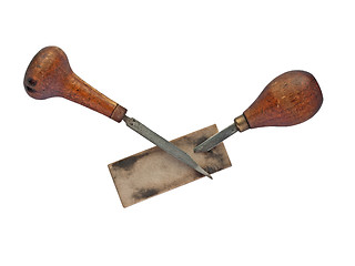 Image showing vintage gravers over stone