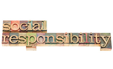 Image showing social responsibility in wood type