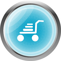 Image showing Shopping cart icon on internet button isolated on white