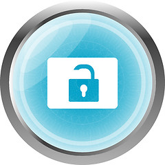 Image showing open padlock icon web sign isolated on white