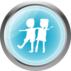 Image showing icon button with baby boy and girl inside, isolated on white
