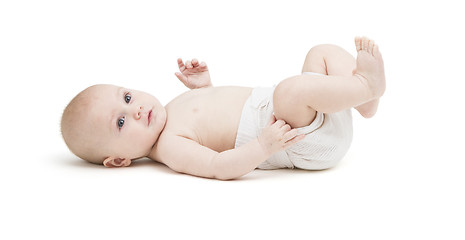 Image showing baby in diaper isolated on white background