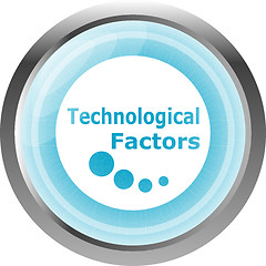 Image showing technological factors web button, icon isolated on white