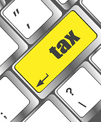 Image showing Tax Refund - Orange Button on Computer Keyboard. Internet Concept