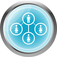 Image showing icon button with network of man inside, isolated on white