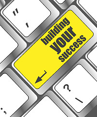 Image showing building your success words on button or key showing motivation for job or business