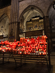 Image showing Glowing candles in cathedral