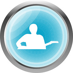 Image showing guitarist blue button isolated on white