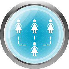 Image showing icon button with network of woman inside, isolated on white