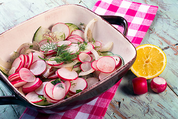 Image showing Radish cucumber and onion salad.