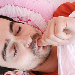 Image showing Young man sleeping .