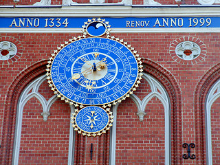 Image showing Old clock on Riga landmark