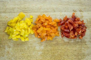Image showing slices of colorful sweet bell pepper