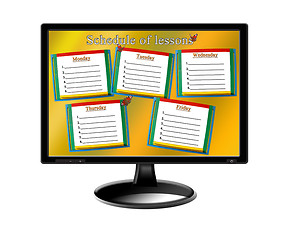 Image showing schedule of lessons for a week on the monitor