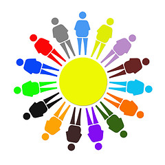 Image showing multicolored little men as a symbol of solidarity