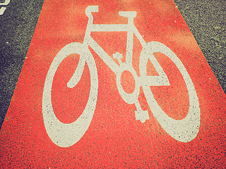 Image showing Retro look Bike lane sign