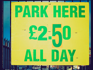 Image showing Retro look Parking sign