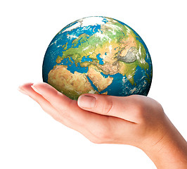 Image showing Hand of the person holds globe.