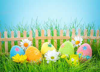 Image showing Decorated easter eggs