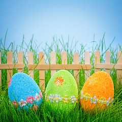 Image showing Decorated easter eggs