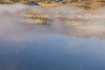 Image showing foggy morning on a lake