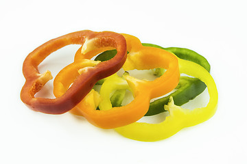 Image showing slices of colorful sweet bell pepper