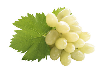 Image showing Ripe grapes with leaf