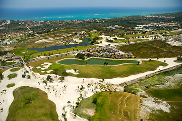 Image showing Elevevated view of golf course