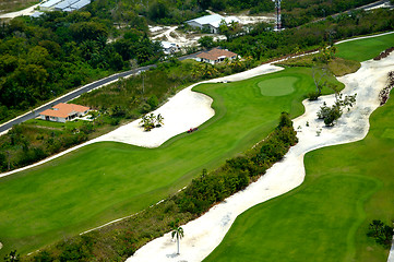 Image showing Flying over golf course