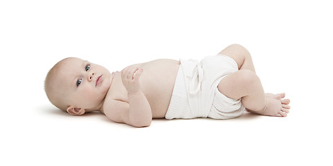 Image showing baby in diaper isolated on white background