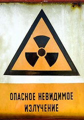 Image showing Radioactivity sign on a shelter door